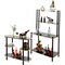 Set of 2 Pieces, Bartender Serving Display Station, Bar Console Working Counter with Open Shelves, Bar Console Island with Tier Shelves for Glass and Bottles, Wood